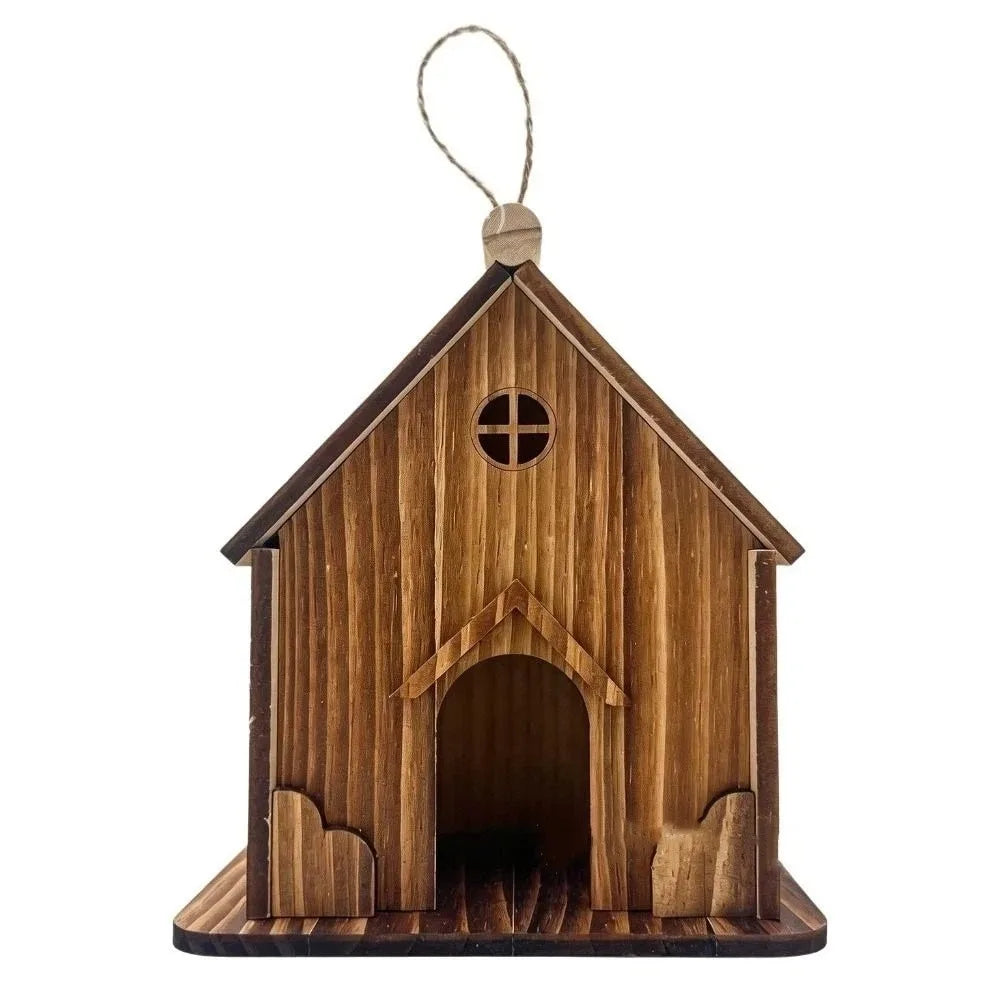 Bird Cages Rainproof Wooden Bird House Ventilation Decorative Hanging Birdhouse Handmade Hatching Nest Tree Balcony