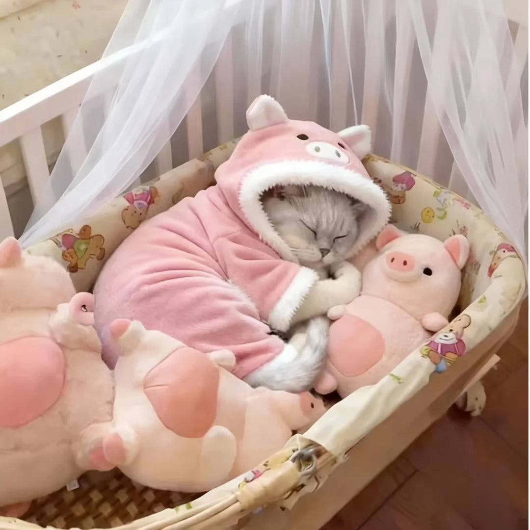 New cat Clothes   Cute Pig Design   Thickened Autumn and Winter Outfit  Four-legged Jumpsuit Warm Pet Clothing for Small Pets