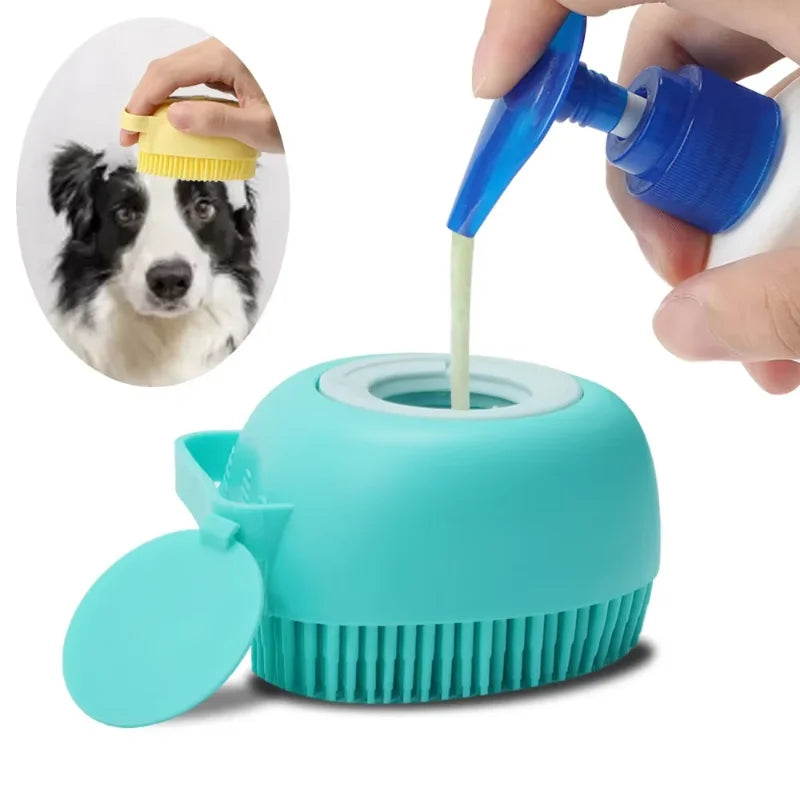 Pet-Zubehör für Hunde Shampoo Massagebürste Bad Welpe Katze Massagekamm Fellpflege Duschbürste zum Baden Weiche Bürsten