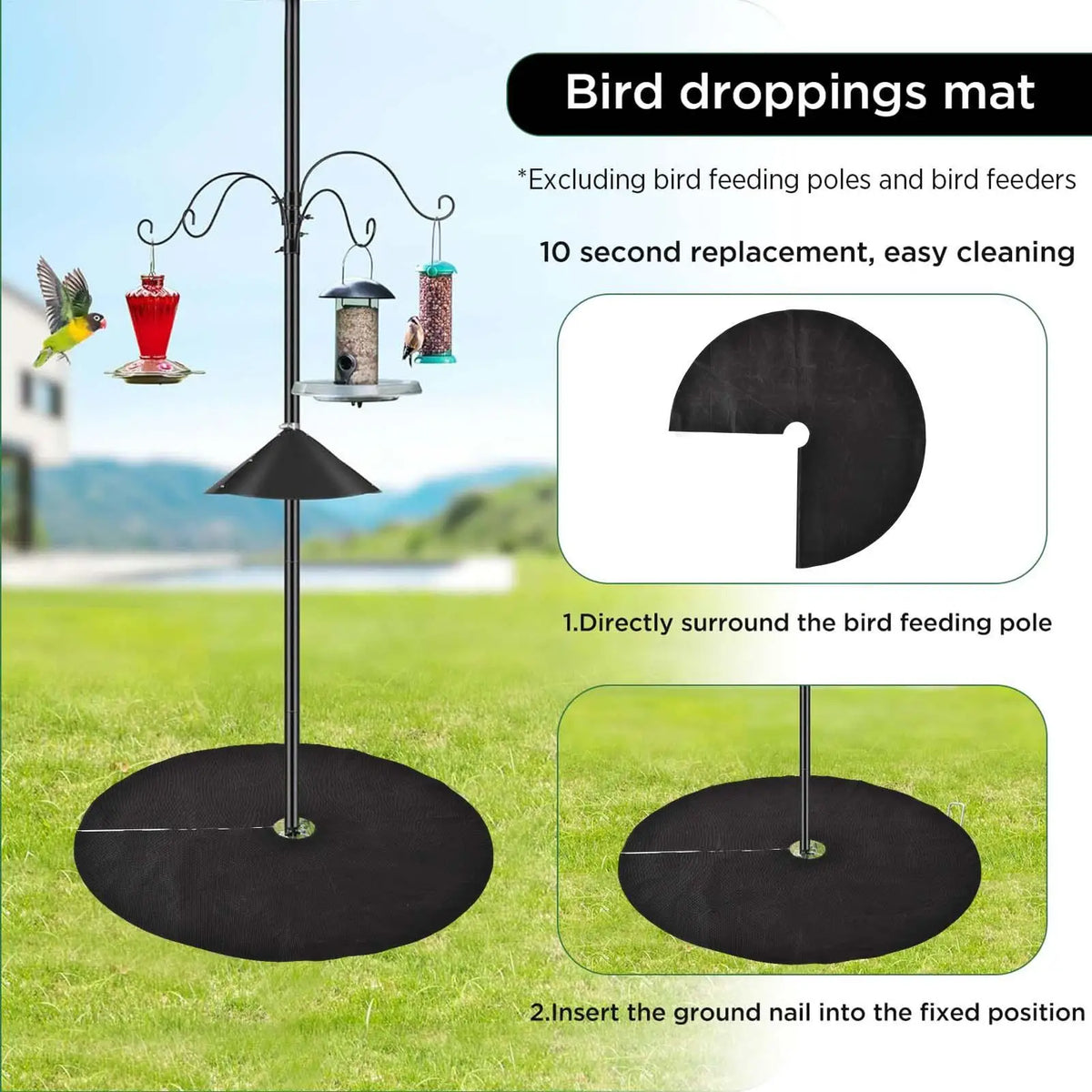 Bird Food Catcher for Ground 2 Pieces Water Permeable Food Stays Bird Feeding Mat for Family Friends Enthusiast Outdoor Garden