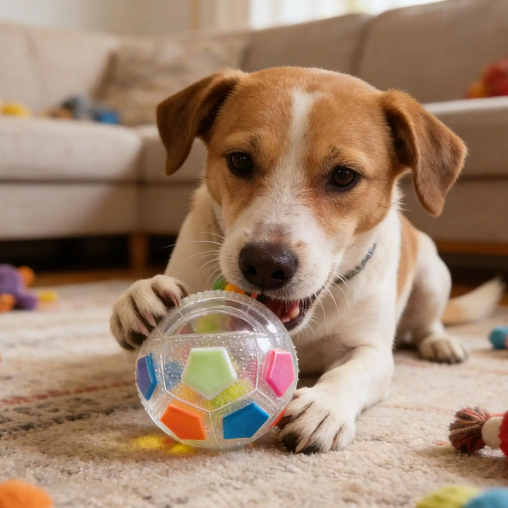 Hundespielzeug Fußball mit Griff, quietschend, schwimmfähig, für Zerrspiele, Hundezerrspielzeug für kleine, mittlere und große Hunderassen, Spielgeschenke
