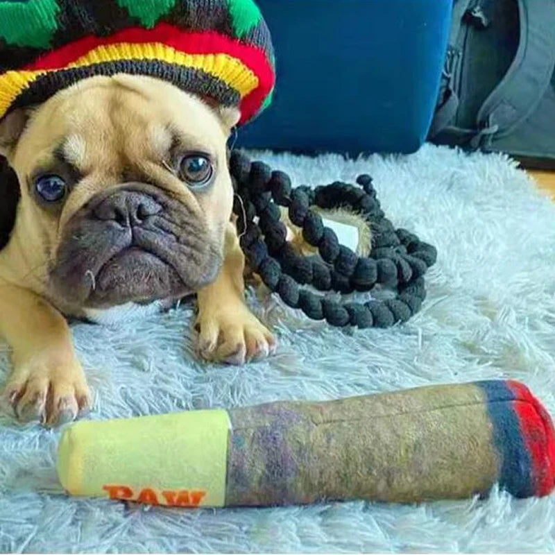Dog Toy Funny Interactive Dog Toys Cigar Design Sound Making Toy Plush Squeaky Pet Grinding Teeth Creative Chew for Small Medium