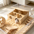 Käfig aus Naturholz, Holz-Mehrkammer-Versteck-Tunnel mit Belüftung für kleine Haustiere, Haustierbedarf