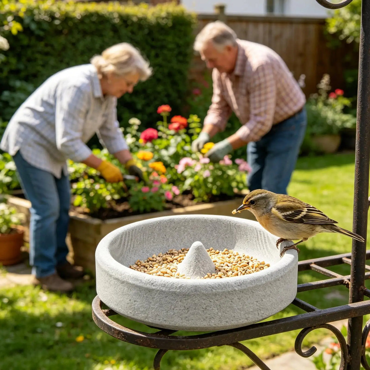 Round bird feeder Outdoor small parrot food dish Garden Round Birding Tool for balconies Water Pet Finch Parrots birdcages