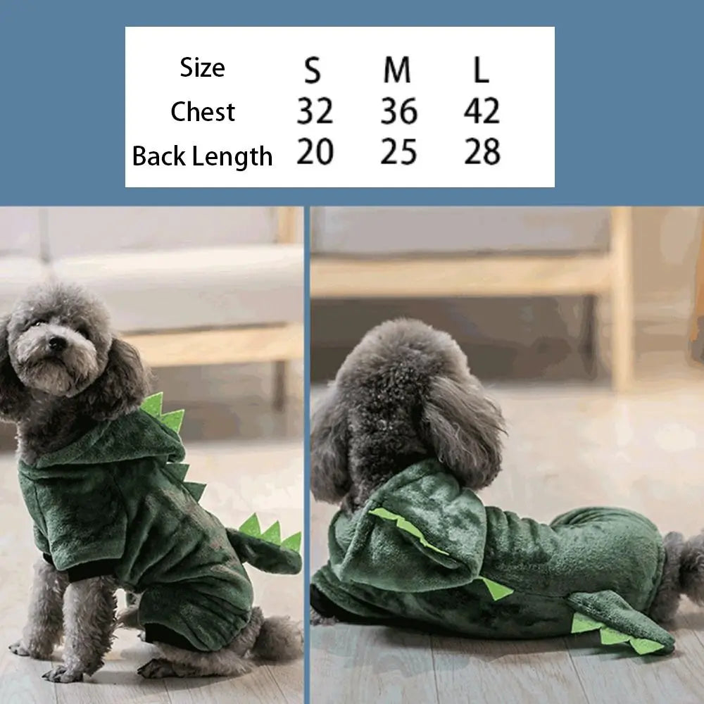Cute Cartoon Animal Dog Clothes Pet Clothing Puppy Cat Dinosaur Outfit Dog Jumpsuit Warm Fleece Puppy Cat Costume