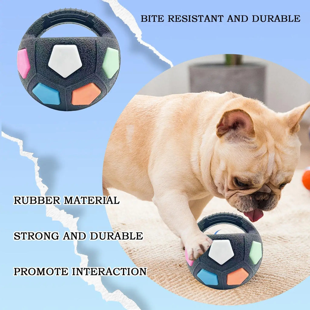 Hundespielzeug Fußball mit Griff, quietschend, schwimmfähig, für Zerrspiele, Hundezerrspielzeug für kleine, mittlere und große Hunderassen, Spielgeschenke