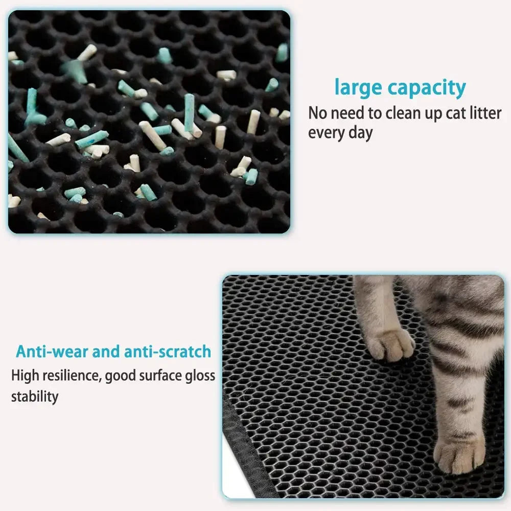 Katzentoilettenmatte mit Geschenk Doppelschicht Wasserdicht Katzentoilettenunterlage Rutschfeste Katzenstreumatte Waschbare Bettmatte Sauberkeitsunterlage Produkte