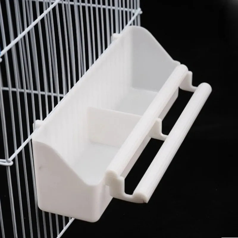 Bird Food Feeder Parrot Hanging Food and Water Bowl Double Grid Food Dispenser For Parrots Parakeets Pigeons
