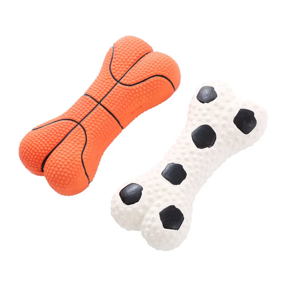 Dog Toy Set: Squeaky Bone & Basketball, Self-Entertainment Interactive Toys for Dogs to Relieve Boredom