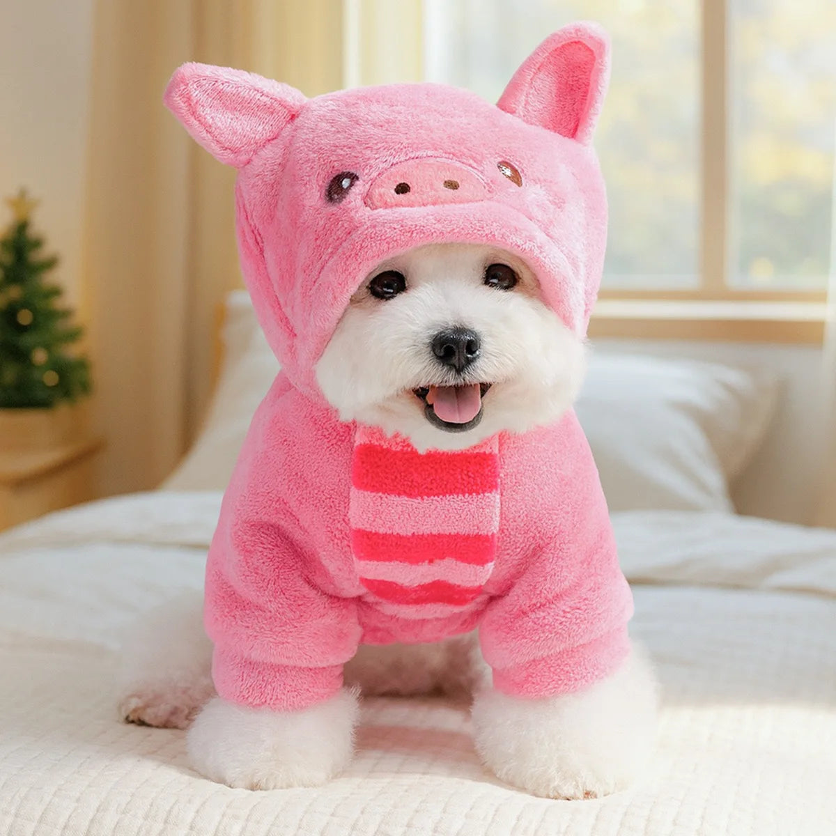 Creative Cosplay Clothes for Small Medium Dogs Bear Tiger Animal Flannel Cat Hoodie New Year Winter French Bulldog Puppy Outfits