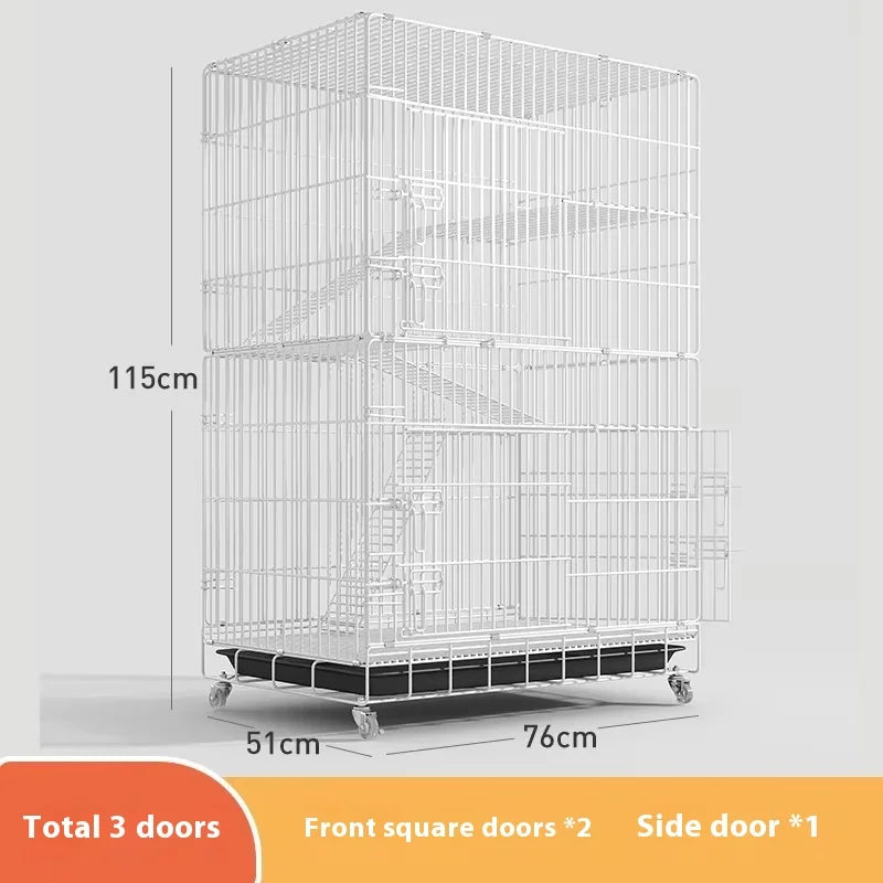 Indoor Cat Villa Cage with Foldable Design Large Multi-Story Cat House Encrypted Pet Cage Furniture for Home