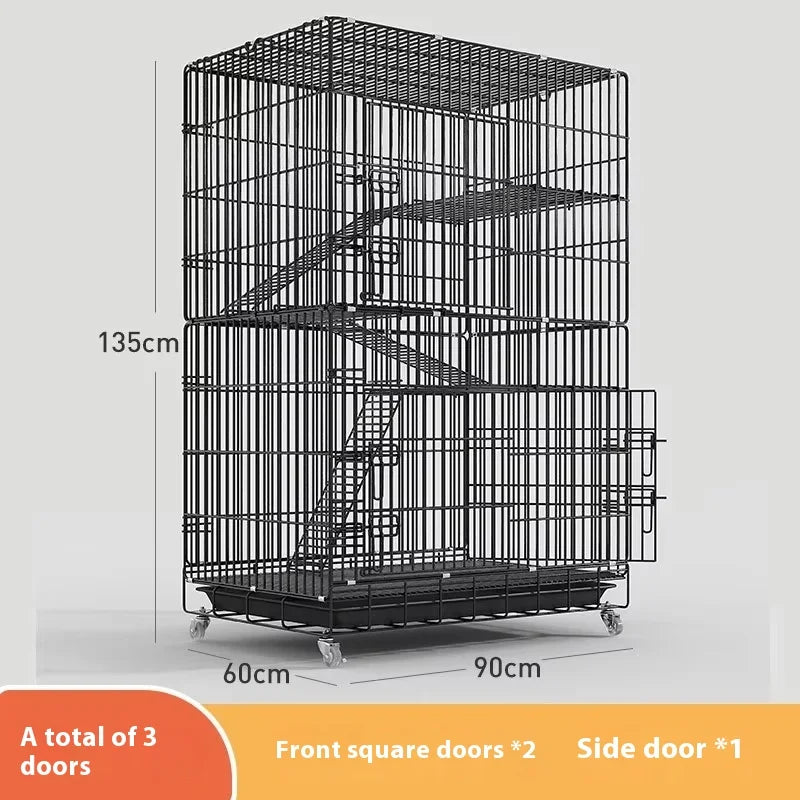 Indoor Cat Villa Cage with Foldable Design Large Multi-Story Cat House Encrypted Pet Cage Furniture for Home