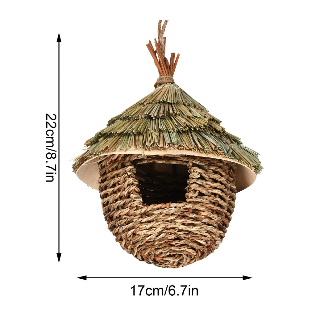 Birds Nest Bird Cage Natural Grass Egg Cage Bird House Outdoor Decorative Woven Hanging Parrot Nest Houses Pet Bedroom
