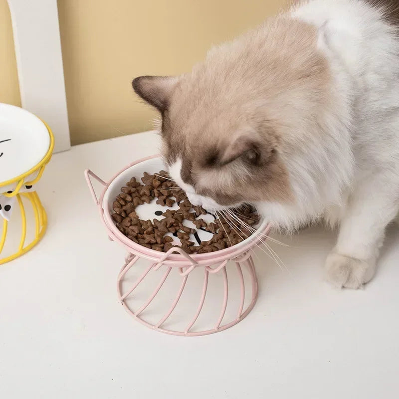 Pet Stand Bowl Ceramic Cat Food Bowl High Foot Raised Feeding Bowl For Cats Dogs Outdoor Drinking Feeding Pet Supplies Daily Use