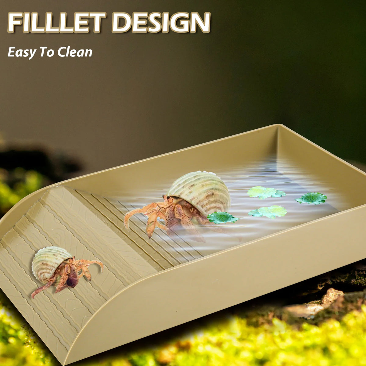 Plastic Tortoise Food Dish turtle tank Water Food Feeder Trays with Anti-Slip Ramp Tortoise Habitat  Reptile accessories