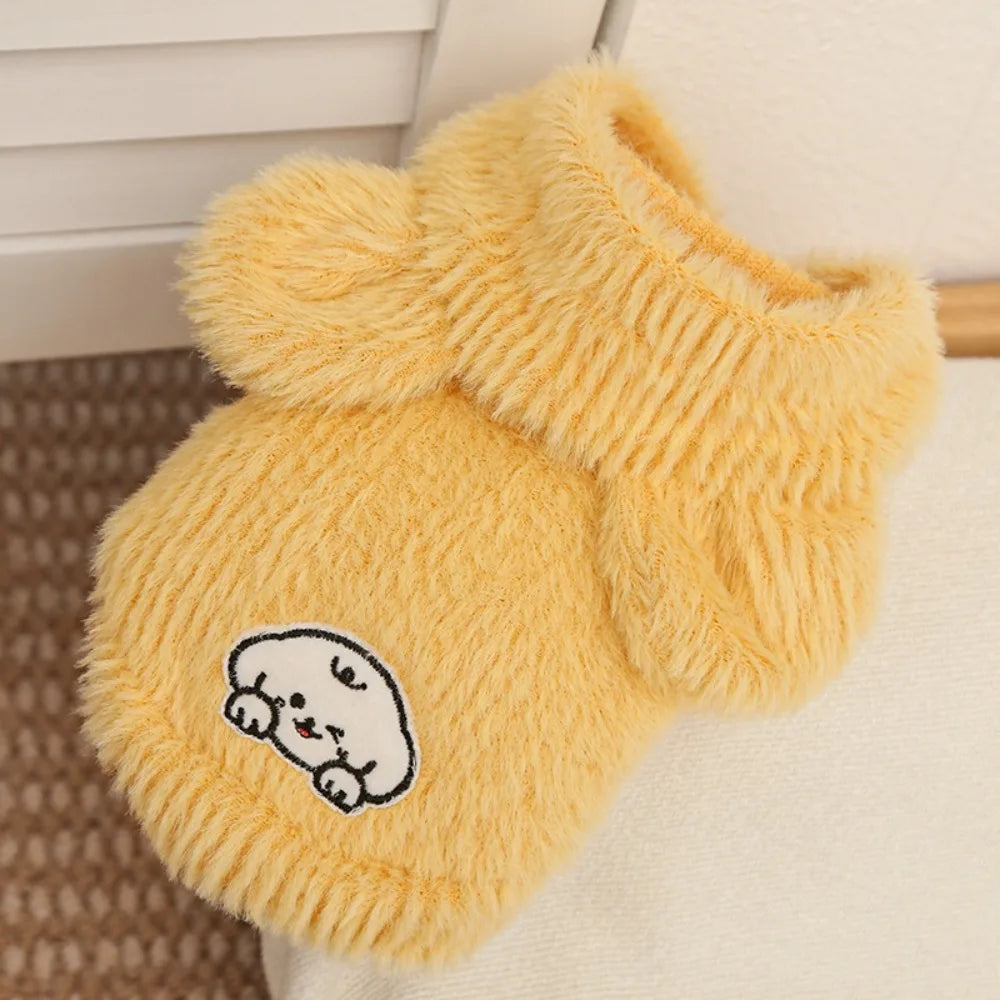 Cute Cat Hooded Vest Pet Dog Clothes Clothing Supplies Teddy Bear Hairless Cat  Autumn Winter Warm Clothes Imitation Mink Fur