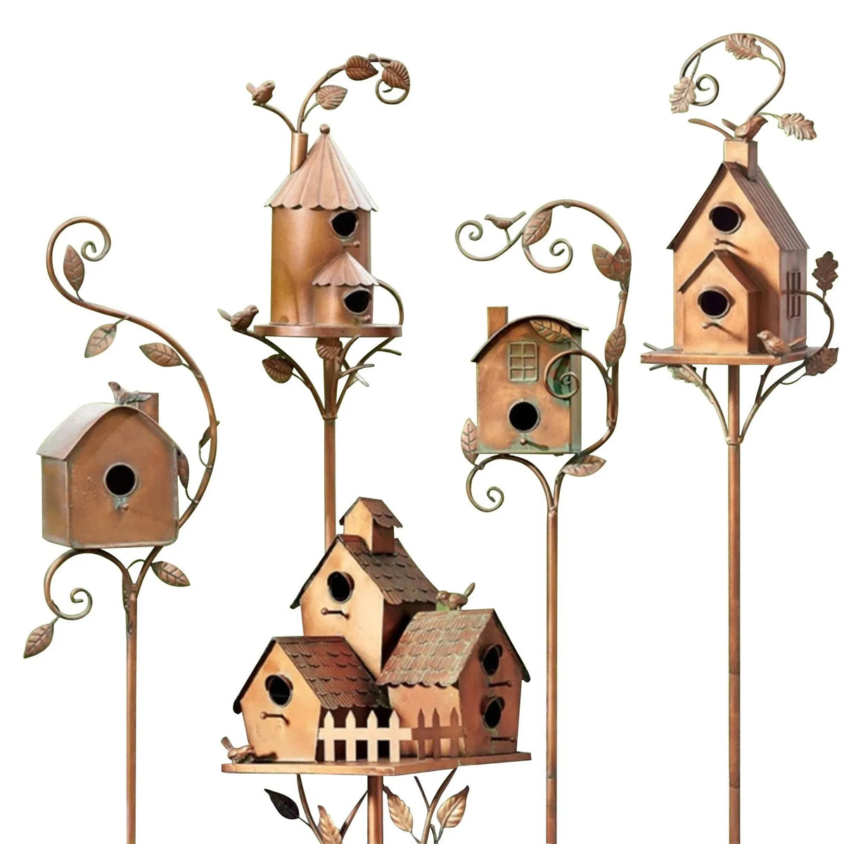 New Metal Bird Cages Art Bird Houses With Pole Garden Ornaments Nest Durable Courtyard Backyard for Outdoor Garden Home Decor
