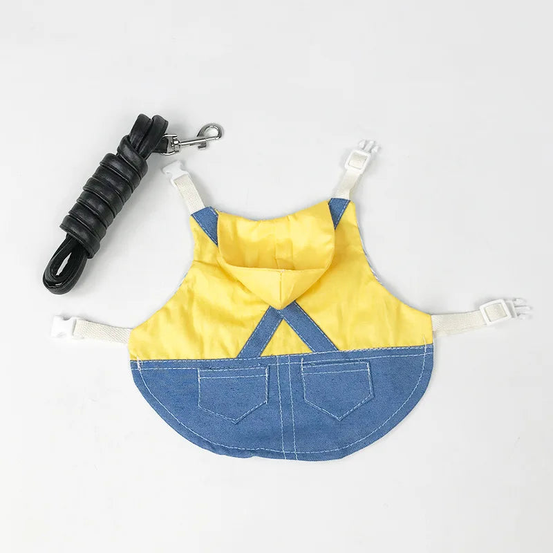 Denim Rabbit Bunny Costume Clothes with Buckle Leash Walking Pet Harness for Small Animals Gotas Guinea Pig Mascotas Accessories