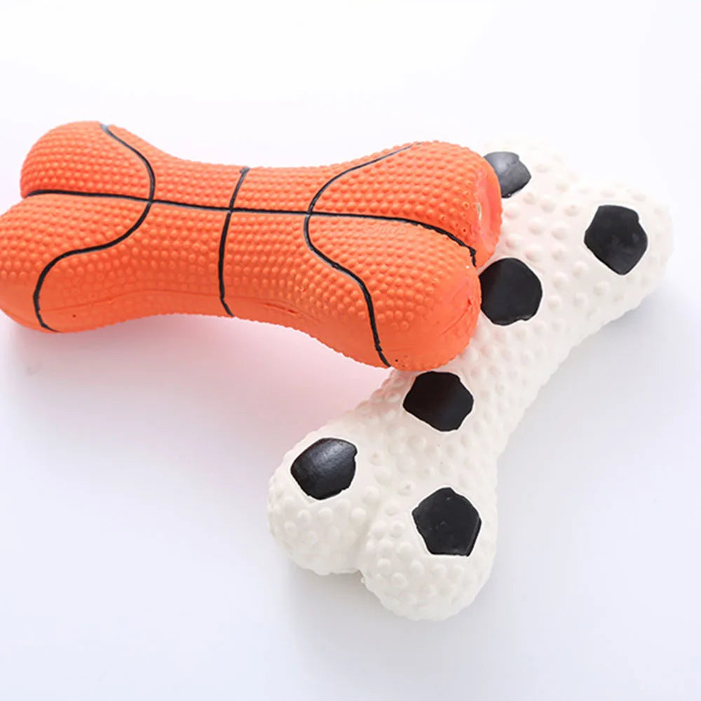 Dog Toy Set: Squeaky Bone & Basketball, Self-Entertainment Interactive Toys for Dogs to Relieve Boredom