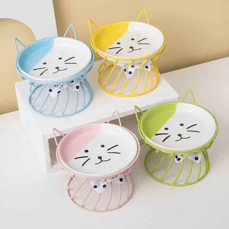Pet Stand Bowl Ceramic Cat Food Bowl High Foot Raised Feeding Bowl For Cats Dogs Outdoor Drinking Feeding Pet Supplies Daily Use