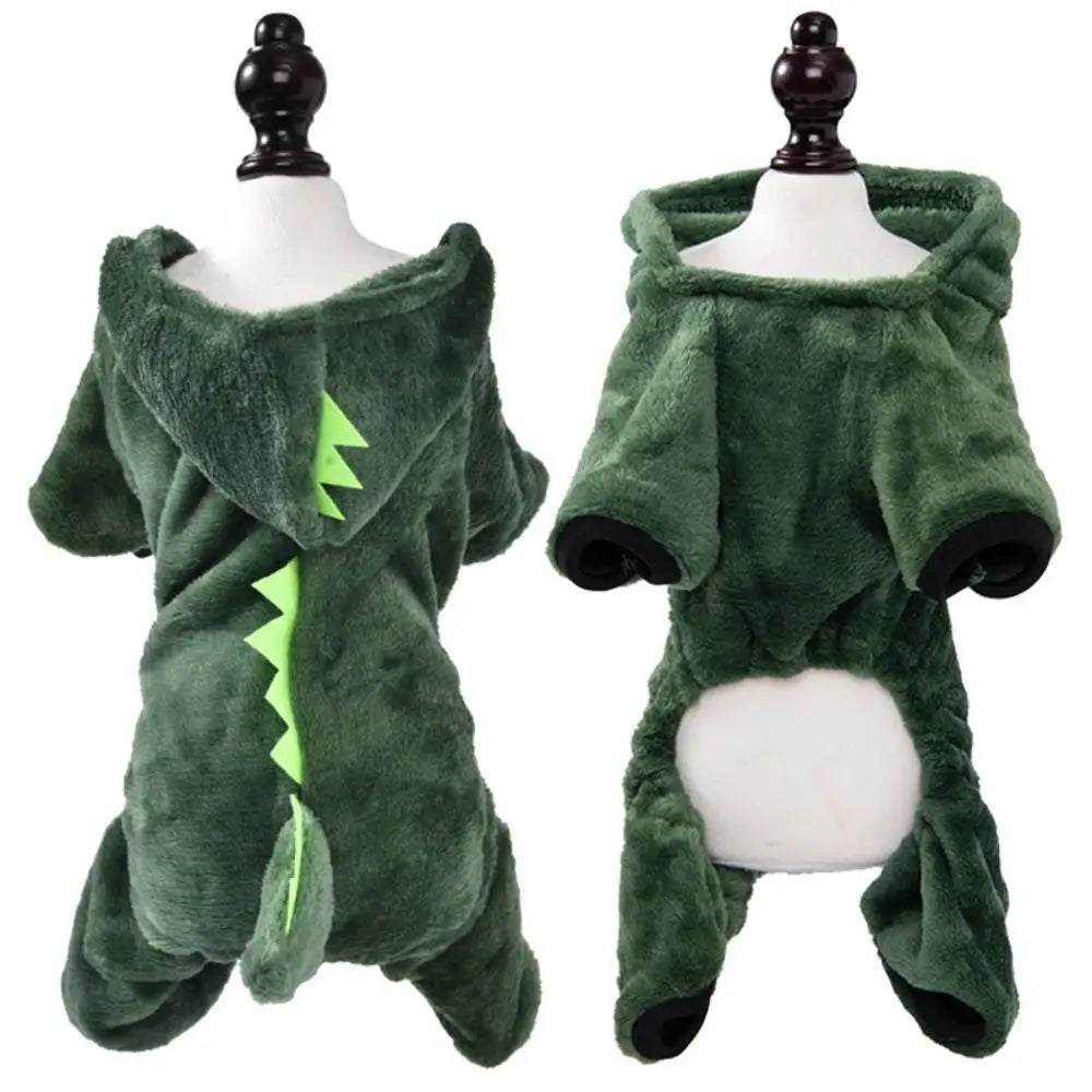 Cute Cartoon Animal Dog Clothes Pet Clothing Puppy Cat Dinosaur Outfit Dog Jumpsuit Warm Fleece Puppy Cat Costume