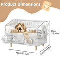 Acrylic Hamster Cage 2-Layer Clear Acrylic Pet Habitats Hamster Enclosure for Indoor Outdoor Home Yard Breeding Observation Pet