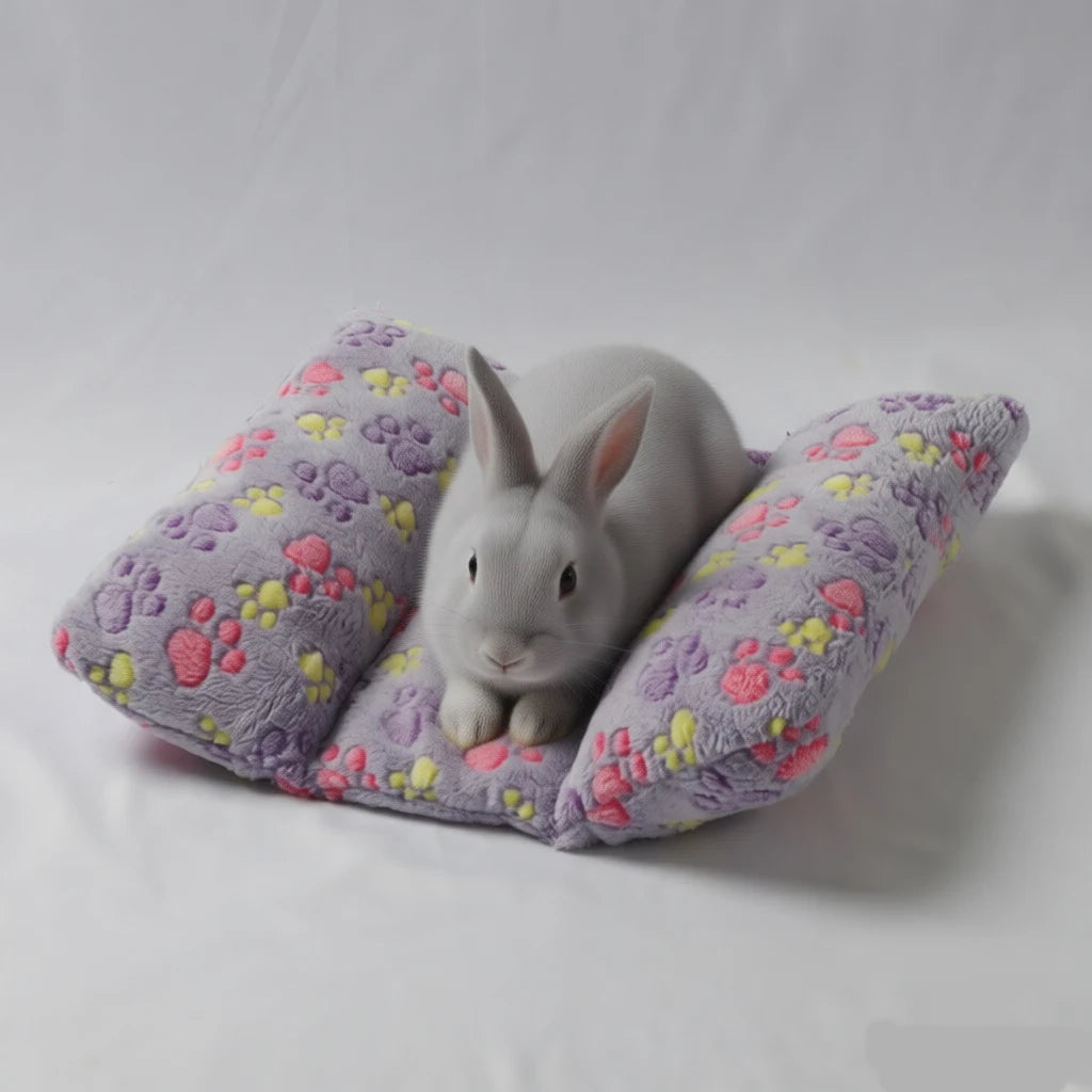 Rabbit Bed - Thick and Soft Concave-Shaped Rabbit Bed, Pillow-Style Soft Cushion, with a Recliner-Style Pillow, Suitable for Indoor Rabbits in Cages, a Sleeping Gift for Rabbits, Gray Star Pattern